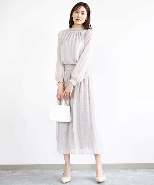 MK MICHEL KLEIN / エムケーミッシェルクラン シャツ・ブラウス | 幾何柄シフォンスタンドカラーブラウス/洗える | 詳細22