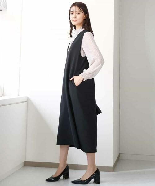セール】 幾何柄シフォンスタンドカラーブラウス/洗える