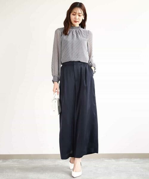 MK MICHEL KLEIN / エムケーミッシェルクラン シャツ・ブラウス | 幾何柄シフォンスタンドカラーブラウス/洗える | 詳細3