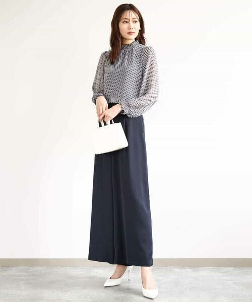 MK MICHEL KLEIN / エムケーミッシェルクラン シャツ・ブラウス | 幾何柄シフォンスタンドカラーブラウス/洗える | 詳細4