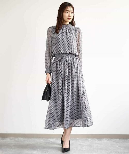 MK MICHEL KLEIN / エムケーミッシェルクラン シャツ・ブラウス | 幾何柄シフォンスタンドカラーブラウス/洗える | 詳細6