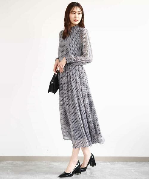 MK MICHEL KLEIN / エムケーミッシェルクラン シャツ・ブラウス | 幾何柄シフォンスタンドカラーブラウス/洗える | 詳細9