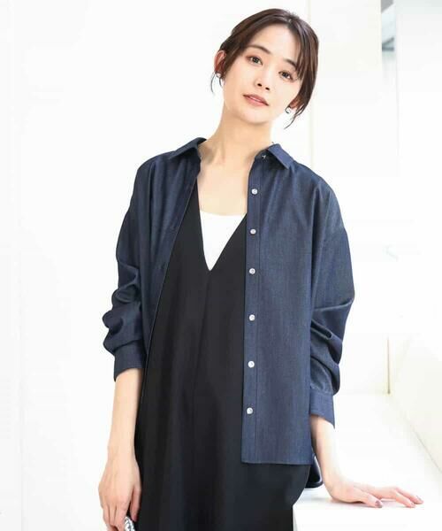 MK MICHEL KLEIN / エムケーミッシェルクラン シャツ・ブラウス | デニムライクシャツブラウス/洗える | 詳細1