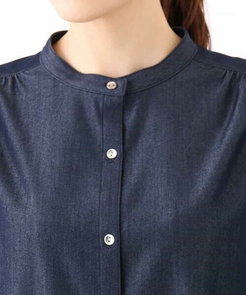 MK MICHEL KLEIN / エムケーミッシェルクラン シャツ・ブラウス | ボウタイ付きデニムライクバンドカラーブラウス/洗える | 詳細18