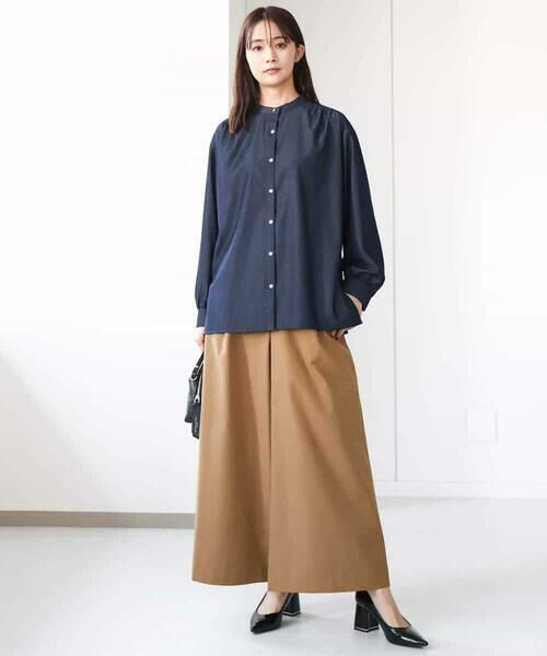 MK MICHEL KLEIN / エムケーミッシェルクラン シャツ・ブラウス | ボウタイ付きデニムライクバンドカラーブラウス/洗える | 詳細7