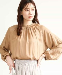 MK MICHEL KLEIN / エムケーミッシェルクラン シャツ・ブラウス | フリルネックデザインサテンブラウス/前後2way/接触冷感/洗える