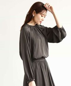 MK MICHEL KLEIN / エムケーミッシェルクラン シャツ・ブラウス | フリルネックデザインサテンブラウス/前後2way/接触冷感/洗える
