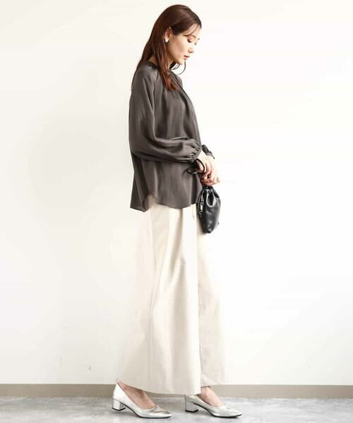 MK MICHEL KLEIN / エムケーミッシェルクラン シャツ・ブラウス | フリルネックデザインサテンブラウス/前後2way/接触冷感/洗える | 詳細10