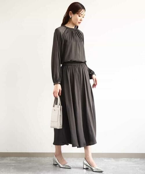 MK MICHEL KLEIN / エムケーミッシェルクラン シャツ・ブラウス | フリルネックデザインサテンブラウス/前後2way/接触冷感/洗える | 詳細12