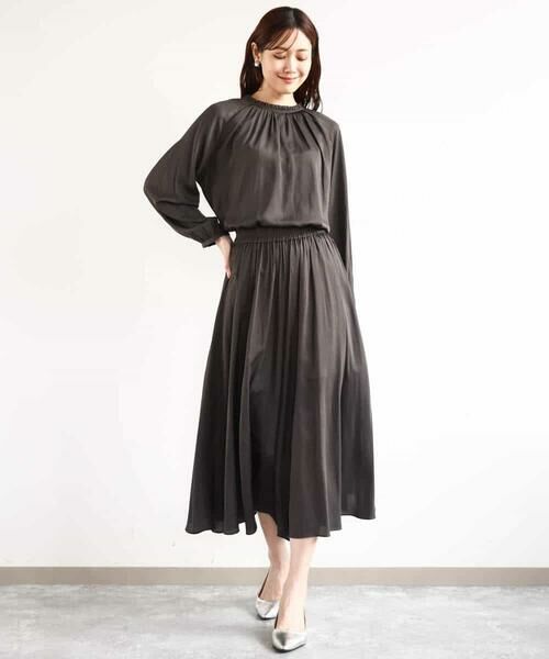 MK MICHEL KLEIN / エムケーミッシェルクラン シャツ・ブラウス | フリルネックデザインサテンブラウス/前後2way/接触冷感/洗える | 詳細14