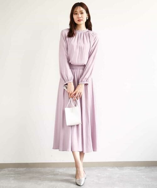 MK MICHEL KLEIN / エムケーミッシェルクラン シャツ・ブラウス | フリルネックデザインサテンブラウス/前後2way/接触冷感/洗える | 詳細2