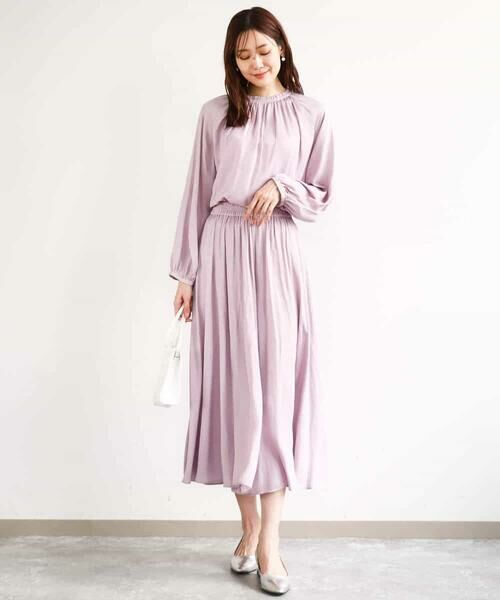 MK MICHEL KLEIN / エムケーミッシェルクラン シャツ・ブラウス | フリルネックデザインサテンブラウス/前後2way/接触冷感/洗える | 詳細4