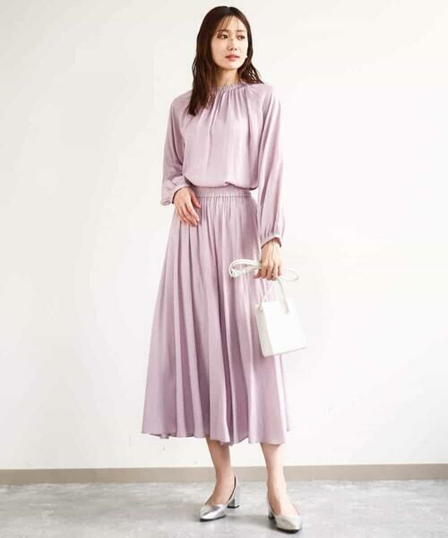 MK MICHEL KLEIN / エムケーミッシェルクラン シャツ・ブラウス | フリルネックデザインサテンブラウス/前後2way/接触冷感/洗える | 詳細6