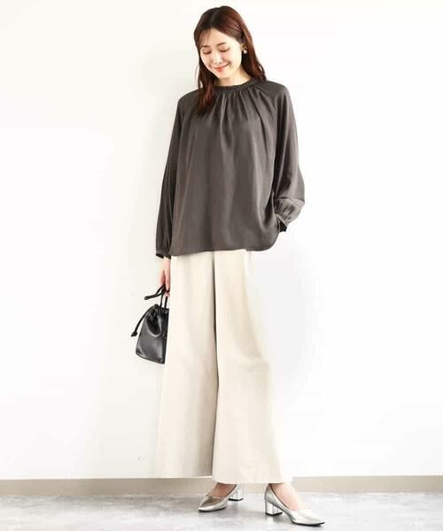 MK MICHEL KLEIN / エムケーミッシェルクラン シャツ・ブラウス | フリルネックデザインサテンブラウス/前後2way/接触冷感/洗える | 詳細8