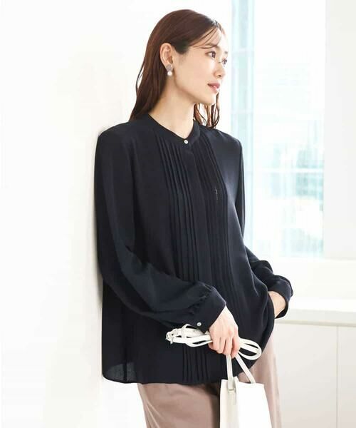 MK MICHEL KLEIN / エムケーミッシェルクラン シャツ・ブラウス | ピンタックデザインジョーゼットブラウス/洗える | 詳細15