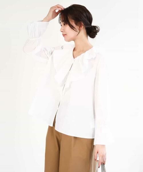 MK MICHEL KLEIN / エムケーミッシェルクラン シャツ・ブラウス | フリルデザインブラウス/洗える | 詳細1