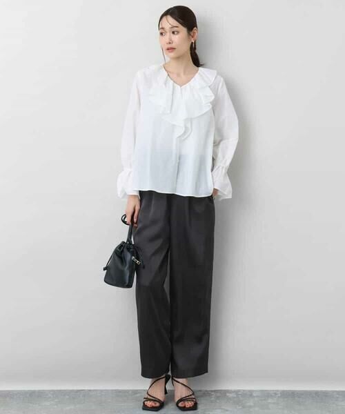 MK MICHEL KLEIN / エムケーミッシェルクラン シャツ・ブラウス | フリルデザインブラウス/洗える | 詳細17