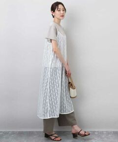 MK MICHEL KLEIN / エムケーミッシェルクラン ロング・マキシ丈ワンピース | 幾何柄レースキャミワンピース/洗える