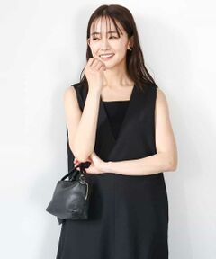 MK MICHEL KLEIN / エムケーミッシェルクラン ロング・マキシ丈スカート | リネンライクVネックジャンパースカート/洗える