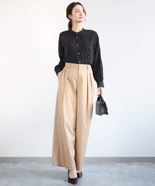 MK MICHEL KLEIN / エムケーミッシェルクラン ニット・セーター | ドット柄ブラウス×ニットビスチェ ツインセット/洗える | 詳細10