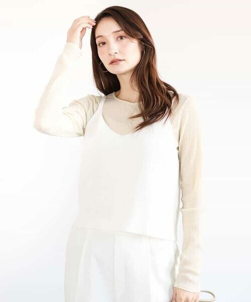 MK MICHEL KLEIN / エムケーミッシェルクラン ニット・セーター | ドット柄ブラウス×ニットビスチェ ツインセット/洗える | 詳細11