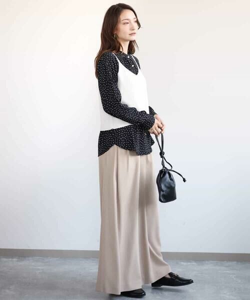 MK MICHEL KLEIN / エムケーミッシェルクラン ニット・セーター | ドット柄ブラウス×ニットビスチェ ツインセット/洗える | 詳細3