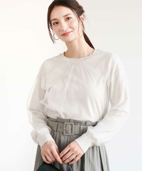 MK MICHEL KLEIN/エムケーミッシェルクラン 重ねチュールニット/洗える ライトグレー M MK MICHEL KLEIN/エムケーミッシェルクラン 重ねチュールニット/洗える ライトグレー M