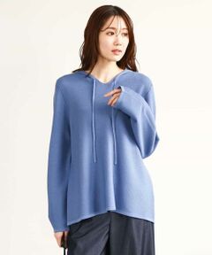 MK MICHEL KLEIN / エムケーミッシェルクラン ニット・セーター | ガーター編みニットフーディー/洗える