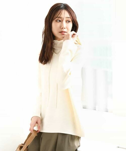 MK MICHEL KLEIN / エムケーミッシェルクラン ニット・セーター | ガーター編みニットフーディー/洗える | 詳細1