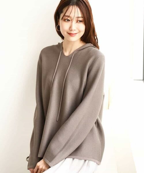 MK MICHEL KLEIN / エムケーミッシェルクラン ニット・セーター | ガーター編みニットフーディー/洗える | 詳細12