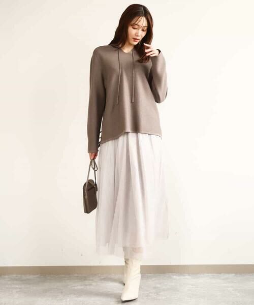 MK MICHEL KLEIN / エムケーミッシェルクラン ニット・セーター | ガーター編みニットフーディー/洗える | 詳細13