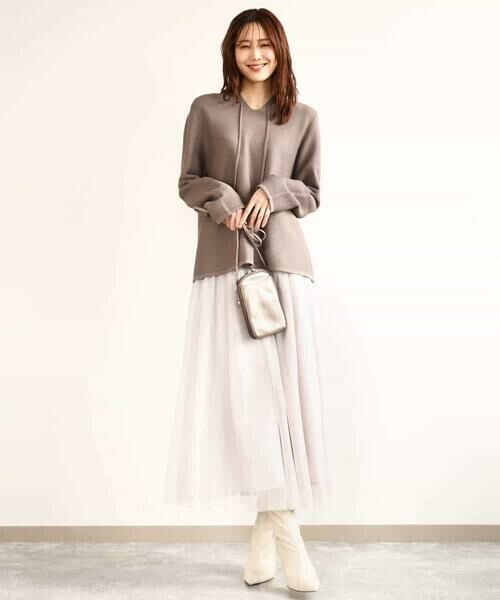 MK MICHEL KLEIN / エムケーミッシェルクラン ニット・セーター | ガーター編みニットフーディー/洗える | 詳細14