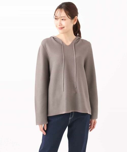 MK MICHEL KLEIN / エムケーミッシェルクラン ニット・セーター | ガーター編みニットフーディー/洗える | 詳細21