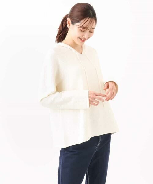 MK MICHEL KLEIN / エムケーミッシェルクラン ニット・セーター | ガーター編みニットフーディー/洗える | 詳細29