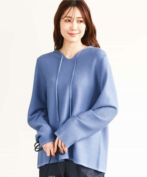 MK MICHEL KLEIN / エムケーミッシェルクラン ニット・セーター | ガーター編みニットフーディー/洗える | 詳細7