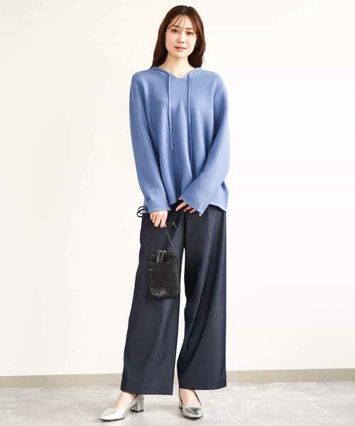 MK MICHEL KLEIN / エムケーミッシェルクラン ニット・セーター | ガーター編みニットフーディー/洗える | 詳細8