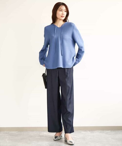 MK MICHEL KLEIN / エムケーミッシェルクラン ニット・セーター | ガーター編みニットフーディー/洗える | 詳細9