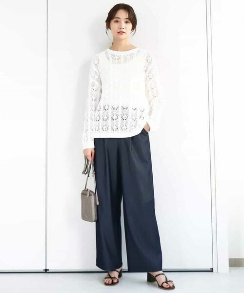 MK MICHEL KLEIN / エムケーミッシェルクラン ニット・セーター | かぎ針風透かし編みニット/洗える | 詳細12