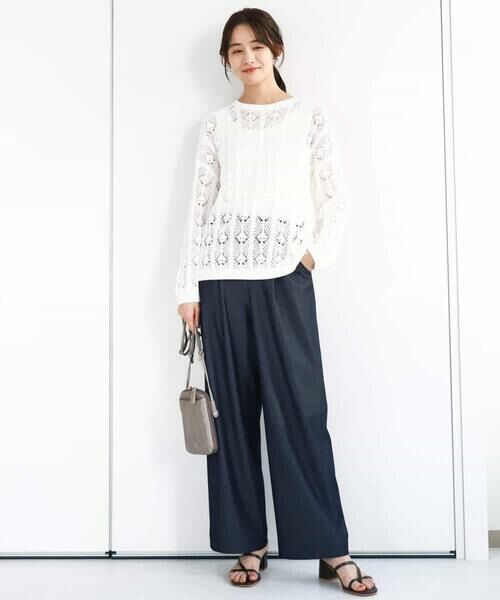 MK MICHEL KLEIN / エムケーミッシェルクラン ニット・セーター | かぎ針風透かし編みニット/洗える | 詳細13