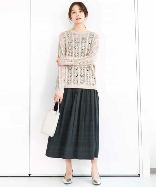 MK MICHEL KLEIN / エムケーミッシェルクラン ニット・セーター | かぎ針風透かし編みニット/洗える | 詳細18