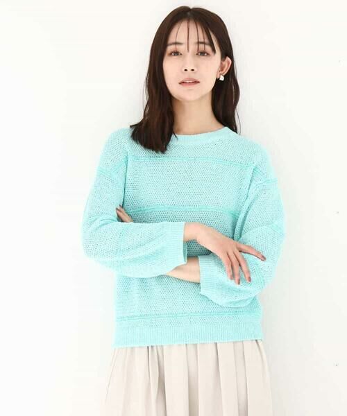 MK MICHEL KLEIN / エムケーミッシェルクラン ニット・セーター | スパンコールボーダーニット/洗える | 詳細5