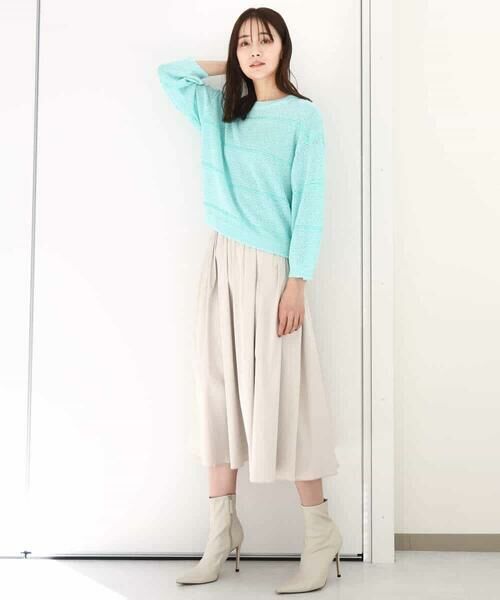 MK MICHEL KLEIN / エムケーミッシェルクラン ニット・セーター | スパンコールボーダーニット/洗える | 詳細8