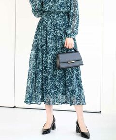 MK MICHEL KLEIN / エムケーミッシェルクラン ロング・マキシ丈スカート | ラインフラワーシフォンスカート/洗える