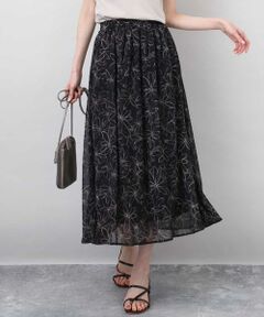 MK MICHEL KLEIN / エムケーミッシェルクラン ロング・マキシ丈スカート | ラインフラワーシフォンスカート/洗える