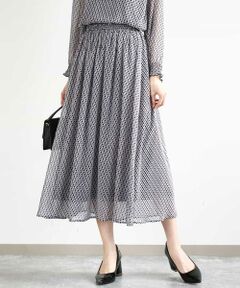 MK MICHEL KLEIN / エムケーミッシェルクラン ロング・マキシ丈スカート | 幾何柄シフォンスカート/洗える