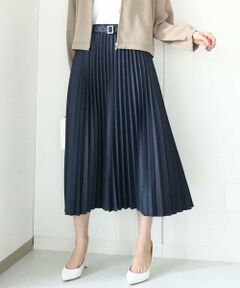 MK MICHEL KLEIN / エムケーミッシェルクラン ロング・マキシ丈スカート | デニムライクプリーツスカート/洗える