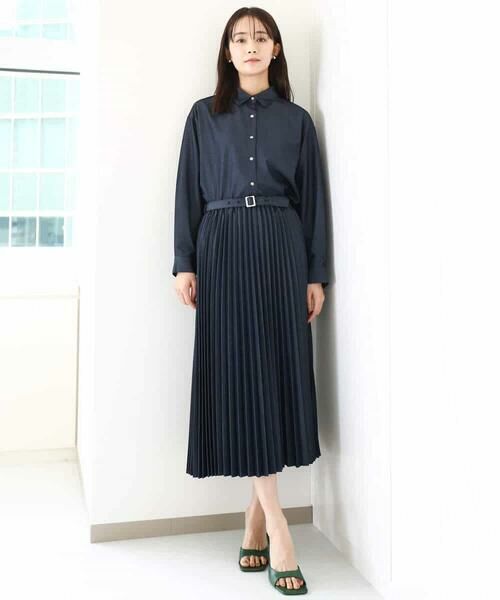 MK MICHEL KLEIN / エムケーミッシェルクラン ロング・マキシ丈スカート | デニムライクプリーツスカート/洗える | 詳細6