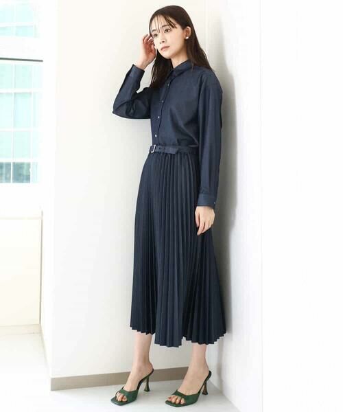 MK MICHEL KLEIN / エムケーミッシェルクラン ロング・マキシ丈スカート | デニムライクプリーツスカート/洗える | 詳細8