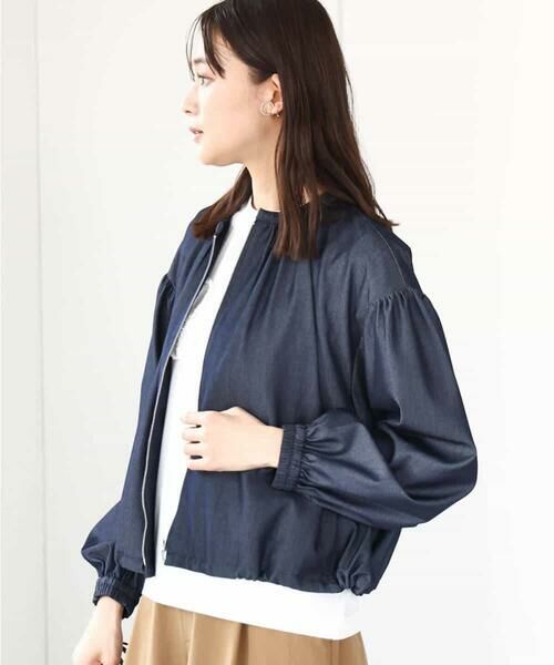 MK MICHEL KLEIN / エムケーミッシェルクラン その他アウター | デニムライクノーカラーブルゾン/洗える | 詳細1