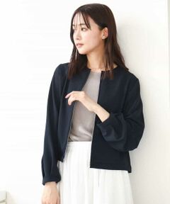 MK MICHEL KLEIN / エムケーミッシェルクラン その他アウター | ツイルノーカラーライトブルゾン/洗える